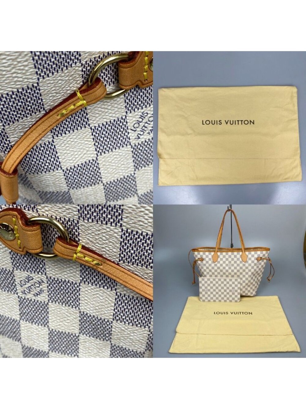 Louis Vuitton Damier Shoulder Tote with Azur Neverfull MM Pouch Rose Beige - Picture 10 of 10